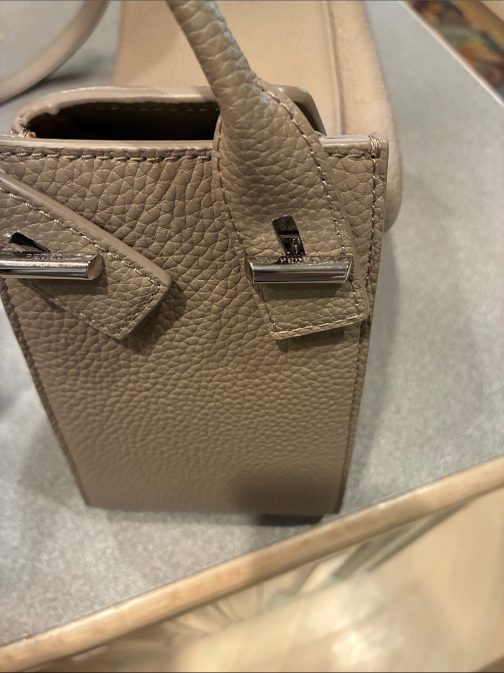 Pebbled Taupe Shoulder Hobo Bag - Picture 4 of 12